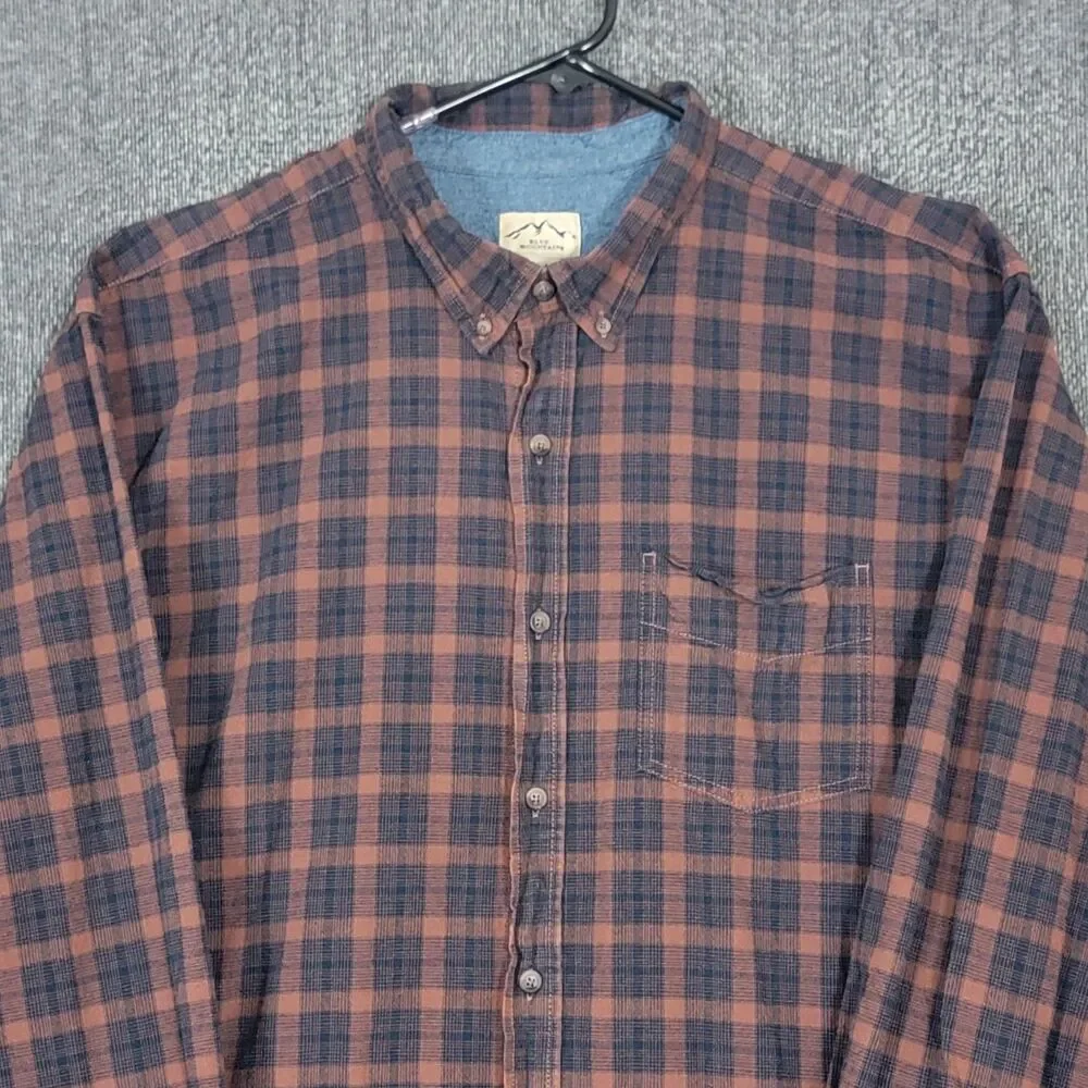 Blue Mountain Shirt Mens 3XL Brown & Blue Plaid Long Sleeve Button Down - Picture 2 of 10